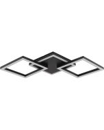 Brilliant Jorvic zwarte plafondlamp met een lengte van 61,5 cm vierkante elkaar overlappende frames met geïntegreerde LED