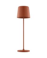 Brilliant Kaami terracotta kleurige tafellamp op batterijen voor buiten van 37cm hoog met geel metalen kapje