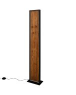 Trio Kalea 455510130 zwarte vloerlamp met een 2 cm dikke ruw houten plank met lichtbalken rondom voor strijklicht