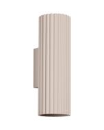 Sollux Karbon taupe kleurige up down wandlamp van 20 cm hoog met geribbelde buis
