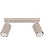 Sollux Karbon taupe kleurige plafondspot van 30 cm met twee geribbelde buisvormige spotjes met GU10 lamp