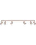 Sollux Karbon taupe kleurige langwerpige plafondspot van 117 cm met zes geribbelde cilindervormige spotjes met GU10 lamp