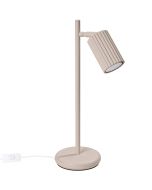 Sollux Karbon taupe kleurige tafellamp van 43 cm hoog met een geribbeld cilindervormig spotje met GU10 lamp