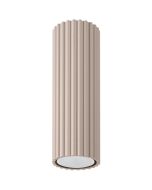 Sollux Karbon taupe kleurige geribbelde cilindervormige plafondlamp van 20 cm hoog met een GU10 LED lamp
