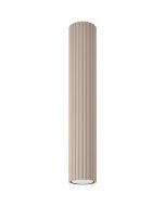 Sollux Karbon taupe kleurige geribbelde cilindervormige plafondlamp van 40 cm hoog met een GU10 lamp