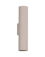 Sollux Karbon taupe kleurige up down geribbelde buisvormige wandlamp van 30 cm hoog voor twee GU10 lampen