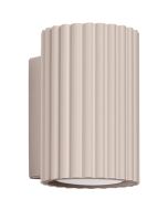Sollux Karbon taupe kleurige geribbeld buisvormige wandlamp van 10 cm hoog met een GU10 lamp