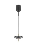 Trio Keaton zwarte hanglamp met dubbele schijf vormige kap van 20 cm in diameter met geïntegreerde led