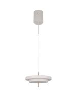 Trio Keaton warm grijze hanglamp met dubbele schijf vormige kap van 40 cm in diameter met geïntegreerde led