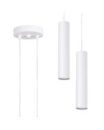 Sollux Lagos witte hanglamp met een diameter van 15 cm en twee buisvormige kappen van 30cm hoog en 6 cm in diameter