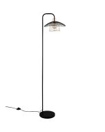 Casalum Lauris vloerlamp met een hoogte van 155 cm en hangende kap van zwart en goudkleurig metaaldraad