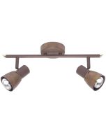 Brilliant Lava 39513/56 oudkoperen plafondspot met twee spotjes met R50 reflectorlampjes
