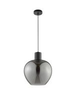 Brilliant Ligari zwarte hanglamp met bolvormige rookglazen kap van 35 cm in diameter