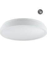 Brilliant Delvin zwarte plafonniere van 33 cm in diameter voorzien van een bewegingsmelder