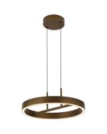 Freelight Livello brons-goudkleurige ringvormige hanglamp met een diameter van 40cm en geintegreerde LED rand naar beneden en een zwarte plafondplaat