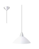 Brilliant Logo 78270/05 kunststof hanglamp met witte kap en grijze lamphouder