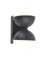 Lutec Looma antraciet grijze wandlamp voor buiten met twee draaibare bolvormige kappen van 10 cm in diameter met wit kunststof zijde