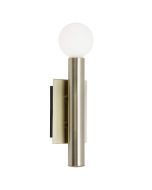 Brilliant Lucky 90053/31 antiek messing wandlampje met wit glazen bolvormig kapje voor een G9 lampje