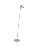 Freelight Lunata creme kleurige vloerlamp met vierkante voet en schakelaar op het spotje en een hoogte van 130cm, voorzien van een GU10 led lamp