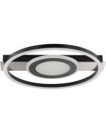 Brilliant Maureen zwarte plafonnière met een lengte van 39 cm  bestaande uit een rechthoekige plafondbalk met twee LED cirkels daarop