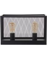 Brilliant Maze 99523/86 fijnmazig zwart metalen tafellamp met twee fittingen en twee goudkleurige edison lampen