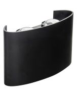 zwarte kunststof buitenwandlamp van 12 cm breed met up en down licht
