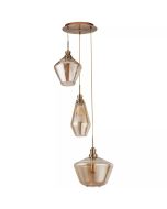 Hanglamp Mia 3-licht brass champagneglas