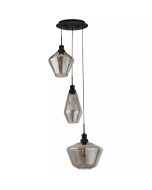 Hanglamp Mia 3-licht zwart rookglas