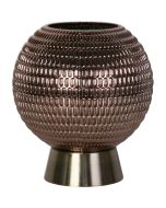Searchlight Mila EU67008AB oplaadbare tafellamp op AAA batterijen van 18,5cm hoog met bronzen voet en bolvormig brons kleurig glazen kap