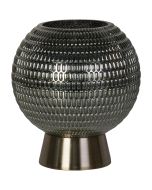 Searchlight Mila EU67008PB oplaadbare tafellamp op AAA batterijen van 18,5cm hoog met bronzen voet en bolvormig groen glazen kap