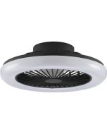 Brilliant Montero zwarte plafondventilator van 42 cm in diameter met geïntegreerde LED rand rond de ventilator