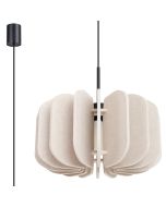 Sollux Mula beige hanglamp met een diameter van 45 cm en voorzien van zestien 25 cm hoge lamellen van vilt