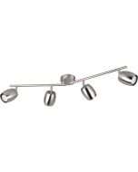 Reality Nancy staalkleurige plafondspot van 70,5 cm lang met twee daaibare stangen met beide twee metalen spotjes met GU10 lamp