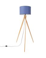 Sollux Natt houten tripod van 140 cm hoog met een marine blauwe kap van textiel met een diameter van 40 cm