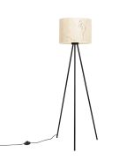 Sollux Nevia zwarte tripod van 135cm hoog met een marmerkleurige kap van kunststof met een diameter van 40cm