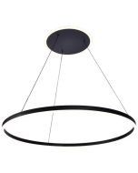 Freelight Nimbo zwarte hanglamp met cirkelvormige kap van 80cm in diameter met LED en LED ring rond de plafondplaat