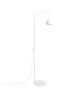 wit metalen leeslamp van 165 cm hoog met een draaibaar en kantelbaar metalen kegelvormig kapje