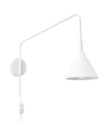 Sollux Nox witte wandlamp met een uitval van 61 cm met een kantelbare spot met E14 fitting en snoer van 185 cm met schakelaar en stekker