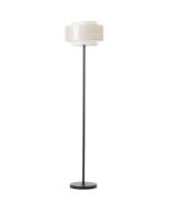 Brilliant Odar 93134/09 mat zwarte vloerlamp met bamboe kap