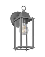 Trio Olona 201960142 antraciet grijze wandlamp voor buiten met rechthoekige hangende lantaarn met vier helder glazen ruitjes