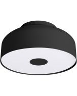 Sollux Omiq zwarte plafonnière met een diameter van 30 cm en een hoogte van 15 cm van metaal met een kunststof blender