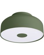 Sollux Omiq groene plafonnière met een diameter van 30 cm en een hoogte van 15 cm van metaal met een kunststof blender