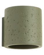 Sollux Orbis olijfgroen betonnen cilindervormige wandlamp van 10cm hoog met up en down licht