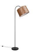 Reality Pardina vloerlamp met ronde kap van 35cm van textiel met een luipaard huid print aan een flexibele stang