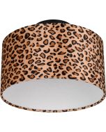 Reality Pardina hanglamp met ronde kap van 40cm van textiel met een luipaard huid print