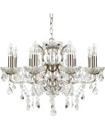 Searchlight Paris 8738-8SS staal kleurige kroonluchter met kristal