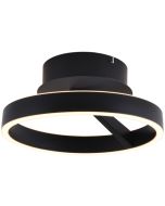 Freelight Pilota zwarte plafonnière van 30cm in diameter met cirkelvormige ring met geïntegreerde LED