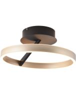 Freelight Pilota zwarte plafonnière van 40cm in diameter met goudkleurige cirkelvormige ring met geïntegreerde LED