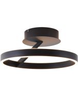 Freelight Pilota zwarte plafonnière van 40cm in diameter met cirkelvormige ring met geïntegreerde LED