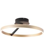 Freelight Pilota zwarte plafonnière van 55cm in diameter met goudkleurige cirkelvormige ring met geïntegreerde LED